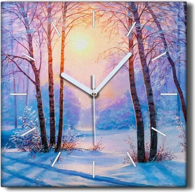 Produktbild von Coloray Hodiny Unikátní 30x30 cm  Tiché hodiny Pro obývací pokoj a kuchyň Nástěnné hodiny Plátno Černé ručičky hodin - Zimní les