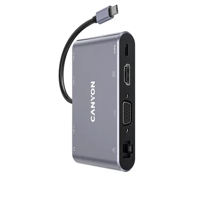 Obrázok produktu pre Canyon DS-14, USB 3.2 Gen 1 (3.1 Gen 1) Type-C, 100 W, 10,100,1000 Mbit/s, Šedá, 4K Ultra HD, 60 Hz