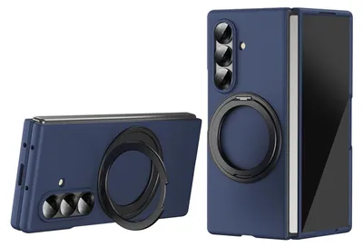 Produktbild von Für Samsung Galaxy Z Fold7 5G Thunderbolt 360 Grad Ringhalter Schutz Hülle Blau