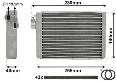 Produktbild von VAN WEZEL 03006408 Wärmetauscher Innenraumheizung Kühler für AUDI A4 Avant (8K5, B8) Q5 (8RB) A4 Limousine (8K2, B8) A4 Allroad (8KH, B8)