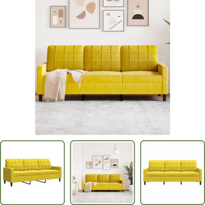 Produktbild von The Living Store 3-Sitzer-Sofa Gelb 180 cm Samt