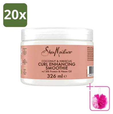 Productafbeelding van 20 x SheaMoisture Curl Enhancing Smoothie Kokos & Hibiscus, 326 ml - Verpakking met 20 stuks