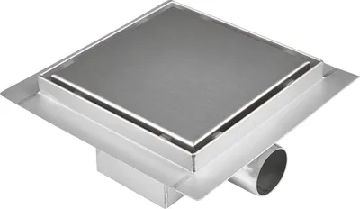 Produktbild von VILSTEIN Duschrinne aus Edelstahl I Quadrat I Bodenablauf I Extra Flach I inkl. Siphon mit Geruchsstop - Randablauf 25x25 cm