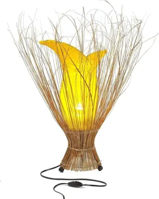 Produktbild von Deko-Leuchte Stimmungsleuchte asiatische Lampe Stehleuchte Tischleuchte Tischlampe Bali Asia TULPE groß 100 cm, gelb