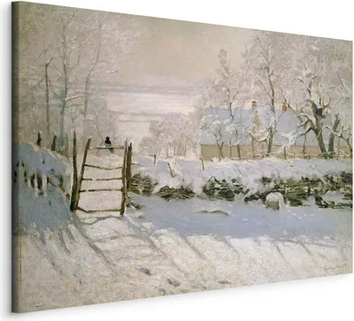 Produktbild von Bilder Claude Monet Winterblick 120x80 cm Vlies Leinwandbild 1 tlg Kunstdruck modern Wandbilder XXL Wanddekoration Design Wand Bild l-E-12149-b-a