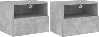 Image de vidaXL Armoires murales TV 2 pcs. Gris béton 40x30x30 cm Bois composite