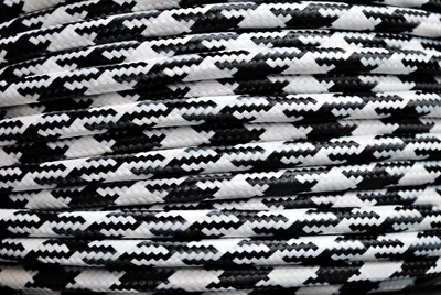 Image de Câble électrique textile 2x0,75mm² blanc-noir étoile