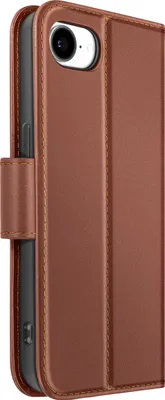 Immagine prodotto di Avizar, custodia a portafoglio per iPhone 16e in pelle premium con funzione stand, marrone