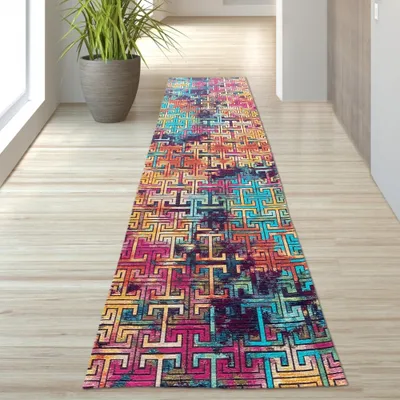 Immagine prodotto di Tappeto con motivo astratto colorato - 80 x 300 cm