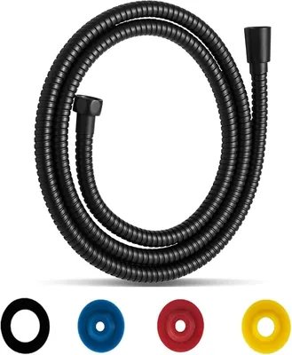 Produktbild von Duschschlauch 2 m, Edelstahl schwarz, flexible universelle Duschkopf-Schlauch, wassersparender