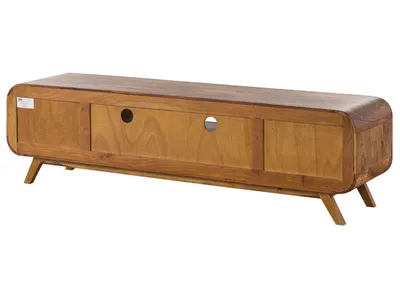 Image de MASSIVMOEBEL24 | Meuble TV en bois de Sheesham 173x40x48 marron clair laqué MAILAND #126