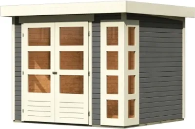Produktbild von Karibu Gartenhaus Gerätehaus Kerko 3 terragrau 242x217x211 cm