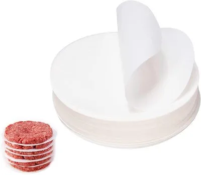 Image de 500 feuilles de papier sulfurisé rondes de 10 cm, papier sulfurisé antiadhésif pour hamburgers, papier sulfurisé pour la cuisson de hamburgers, pizzas et gâteaux