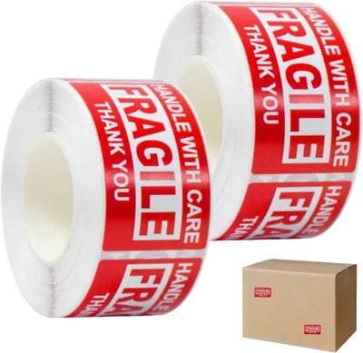 Imagen del producto de Etiquetas "frágil", 500 unidades, 25 x 45 mm, resistentes a la intemperie, para cajas de mudanza