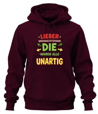 Obrázek produktu pro Dear Father Christmas they were naughty Father Christmas gift funny uni hoodie mikina s kapucí, Burgundy, S