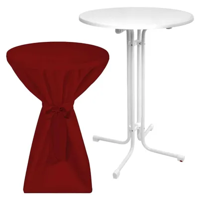 Immagine prodotto di Tavolo alto da esterno Beautissu Sylt, pieghevole, Ø 80 cm, bordeaux, con fodera