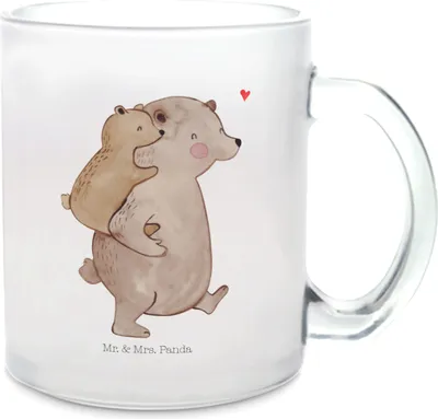Produktbild von Mr. & Mrs. Panda Pott Papa Bär - Transparent - Geschenk, Vatertag, Teeglas, Teetasse, Glasbecher, Muttertag, Vater, Tee Tasse, Haferl
