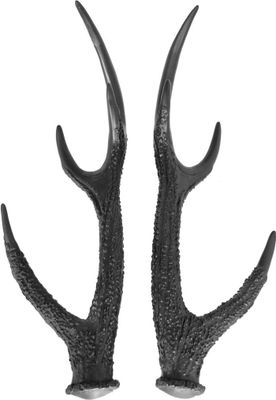 Trophäe Tischdeko Hirschgeweih matt schwarz 37x13x12cm 2er-Set