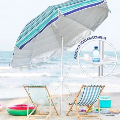 Zdjęcie produktu dla Parasol plażowy Ø240 cm, aluminiowy, z ochroną przed promieniowaniem UV, z włókna szklanego