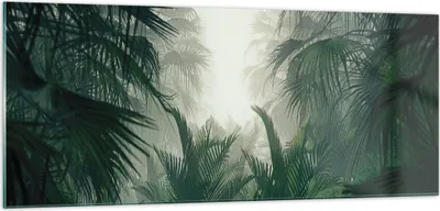 Produktbild von Bilder auf glas - Einteilig - Dschungel Blätter Palmen - 100x40cm - Glasbilder - Wandbilder - Bilder - zum Aufhängen bereit - Wanddekoration aus Glas - Glas Bilder - Wandbild auf Glas - GAB100x40-4504