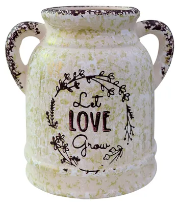 Produktbild von Rustikale Keramikvase – Vintage-Milchkanne für Blumen