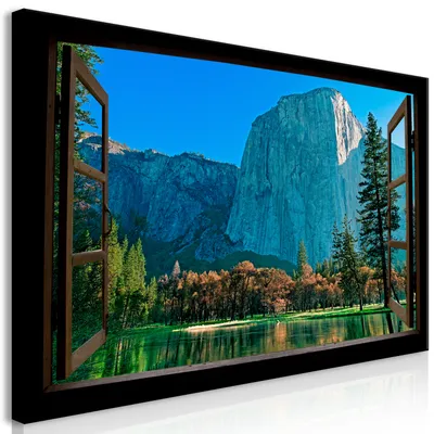 Produktbild von Wandbild Mega XXXL Fensterblick 250x125 cm Einteiliger XXL-Format Kunstdruck zur Selbstmontage Leinwandbilder moderne Bilder DIY Wanddekoration Wohnung Deko Gebirge c-C-0372-ak-e