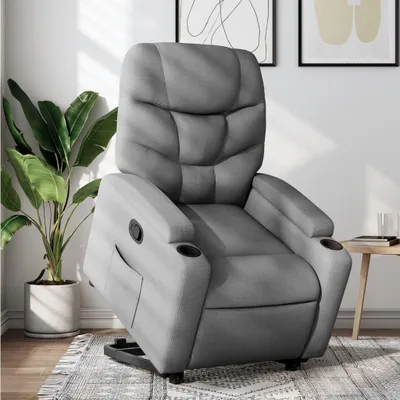 Image de Fauteuil relax électrique avec assistance pour se lever et porte-gobelets, couleur gris clair