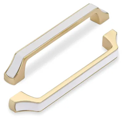 Produktbild von 10 Stück Schrankgriffe für Küchenschränke aus Zinklegierung, 128 mm Lochabstand, Möbelgriffe in Weiß