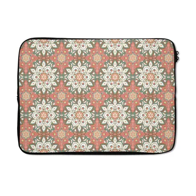 Produktbild von MuchoWow® Laptop Hülle 13 Zoll Vintage - Blumen - Mandala - Muster Laptoptasche - Laptophülle - Sleeve - Rundumschutz