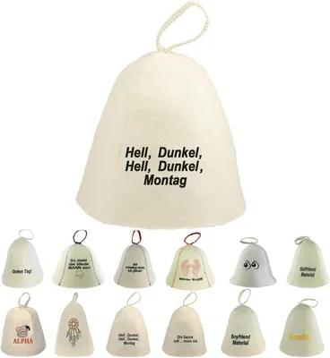 Produktbild von Saunahut aus Wollfilz (SS20-013) Saunamütze mit witzigen Motiven, Filz Kopfschutz Saunakappe Filzkappe Mütze Filzhut Kappe Sauna Hut