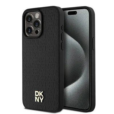Obrázek produktu pro Etui Dkny Leather Monogram Pattern Metal Logo Magsafe Na Iphone 15 Pro Max - Černé