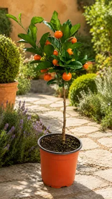 Immagine prodotto di Titolo dell'articolo: Mandarino 'Hernandina' come pianta giovane, altezza circa 50 cm – Albero di clementine, pianta di agrumi mediterranea ideale per balconi e terrazzi, Immagine generata dall'IA