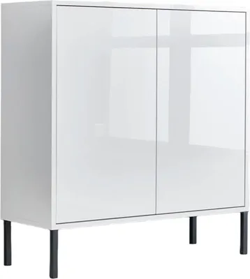 Produktbild von Schuhkommode / Kommode BEN 4 inkl. Metallfüße in weiß / weiß Hochglanz, Push-to-open, (BxHxT) 79x88x33 cm