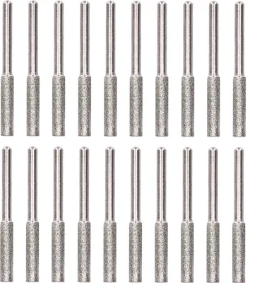A set of 20 grinding bits for a rotary tool, arranged in two rows on a white background.