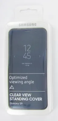 The product is shown in its retail packaging, with the phone case visible through a clear plastic window.