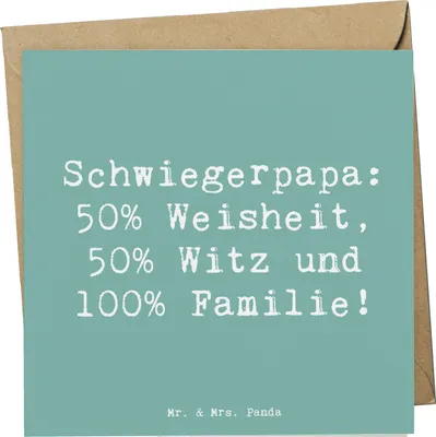 Produktbild von Mr. & Mrs. Panda doppelkarte Spruch Schwiegerpapa Weisheit - Meeresbrise - Geschenk, Liebe, faltkarte, Familienmitglied, Humor, Glückwunschkarte, Schwiegervater, Freude