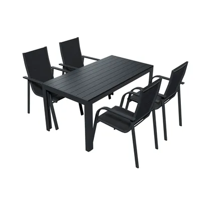 Produktbild von Alu Gartensitzgruppe 5tlg. Gartenmöbel Set Gartenset Sitzgruppe Essgruppe Tisch