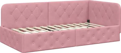 Produktbild von vidaXL Eckbettgestell Rosa 90 x 200 cm Samt