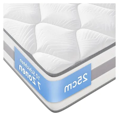Produktbild von Matratze 90x200 cm, 10 Schichten, Taschenfederkernmatratze Härtegrad H3 und H4, Höhe 25 cm, 7 Zonen
