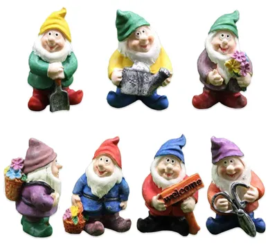 Miniatur-Tuinkobold-Set, 7-teilig, Mikro-Ornamente für Garten & Tisch