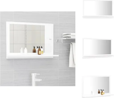 Obrázok produktu pre vidaXL Kúpeľňové zrkadlo biele 60x10,5x37 cm materiál na báze dreva - Kúpeľňové doplnky