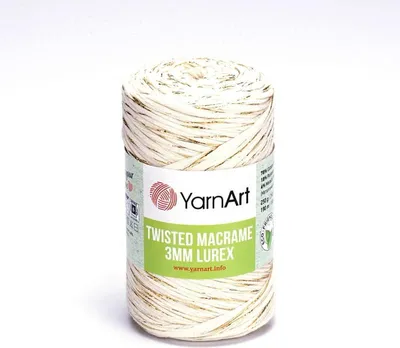 Produktbild von YarnArt Twisted Macrame Polyester 3mm - Creme/Gold, Flexibel & Zart für Makramee Projekte