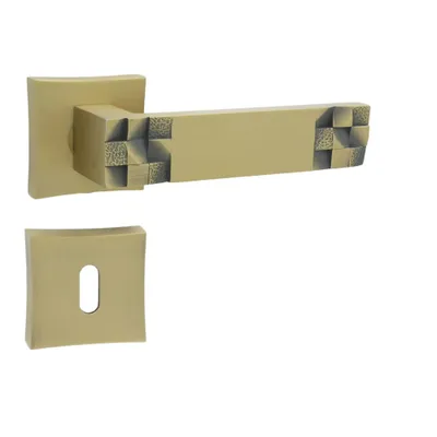 Produktbild von DOMINO Türgriff Drückergarnitur BB-Buntbart Set| Vierkant-Rosette | Türklinke für Zimmertür, Bürotür, Kellertür & Innentür| Znal | Bronze | TORO-QR M3