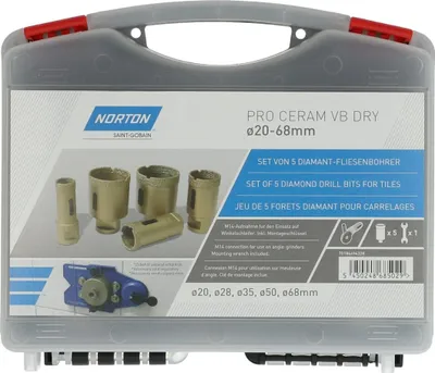 Zdjęcie produktu dla NORTON CLIPPER wiertło do płytek EXTREME 20/28/35/50/68 mm typ I 6 szt. - 70184694328