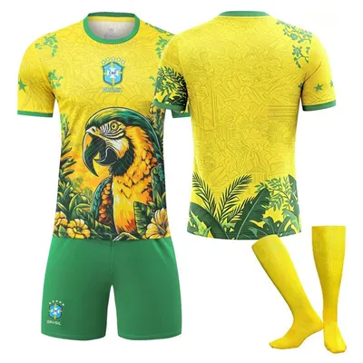 Immagine prodotto di No name no number Maglia da calcio Brasile Edizione Speciale Coppa del Mondo 2026 per bambini e adulti TAGLIA:XXL