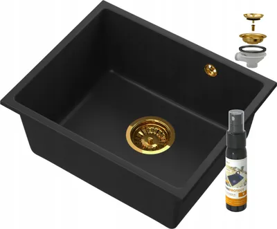 Zdjęcie produktu dla Czarny zlewozmywak podblatowy Manado Gold50
