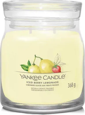 Produktbild von Yankee Candle Iced Berry Lemonade, Rund, Gelb, Grapefruit, Zitrone, Malz, Mandarine, Ananas, Pampelmuse, Himbeere, Erdbeere, Vanille, Violett, 50 h, 1 Stück(e)