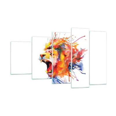 Produktbild von Bilder auf glas - Löwe modern Malerei Tier - 100x60cm - Glasbilder - Wandbilder - Kunstdruck - zum Aufhängen bereit - Wanddekoration aus Glas - Glas Bilder - Wandbild auf Glas - GEG100x60-2885