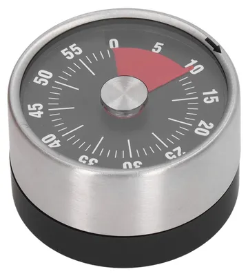 Produktbild von Mechanischer Küchentimer - 60-Minuten-Kurzzeitmesser mit Magnetfuß und 70 dB Alarm - Edelstahl - Schwarz