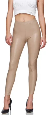 Productafbeelding van Gloop Damen, hoge taille leggings, broek, panty, tregging, leggings, lederlook
